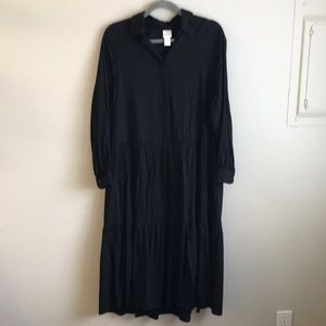 H&M Tiered Long Sleeve Collared Dress